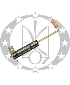 Засув чорний вузький з пружиною та дерев'яною ручкою 400