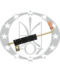 Засув чорний вузький з пружиною та дерев'яною ручкою 400