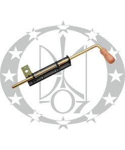 Засув чорний вузький з пружиною та дерев'яною ручкою 400