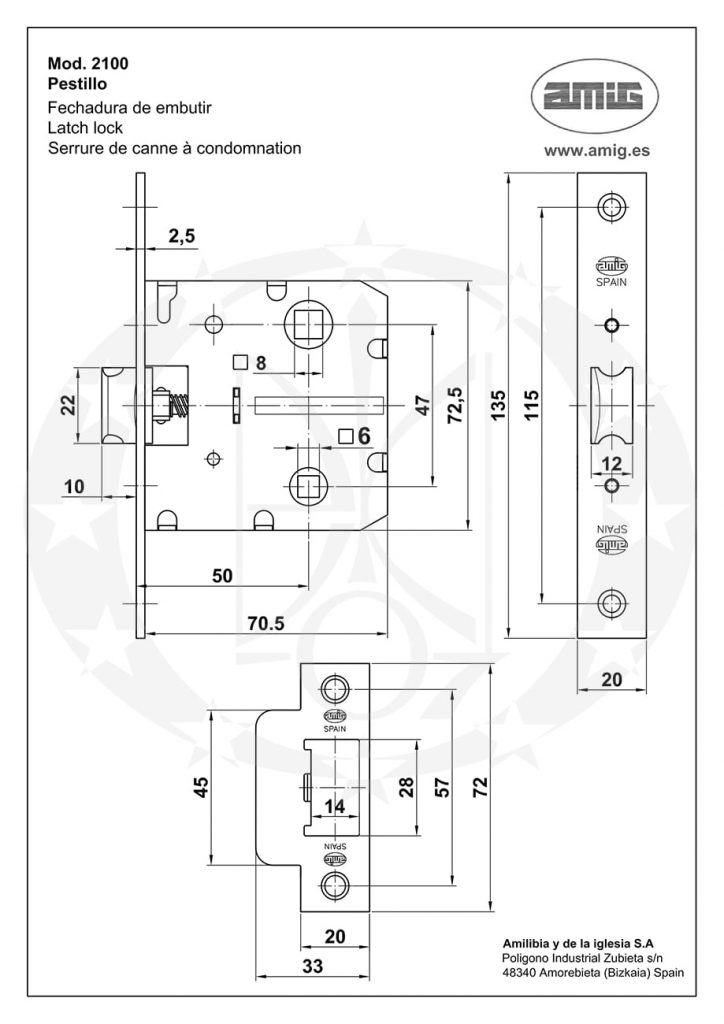 Механізм AMIG mod.2100 (4203) 47 WC креслення