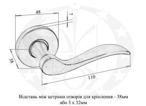 Ручка KRISTINA VIS розета OS латунь сатинована (727/5/OS) креслення розміри