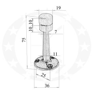 Обмежувач дверний стіна бронза креслення розміри