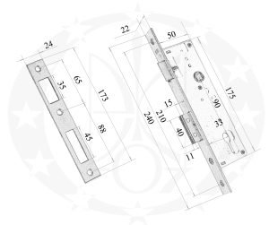 Замок LOB Z-935B 90/35 PZ креслення розміри