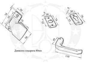 Ручка-галка Czestochowa K-90 ZB PZ коричнева розета