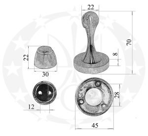 Дверний обмежувач Metal-Bud латунь магнітний креслення розміри