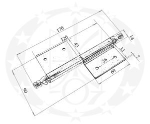 Завіс врізний латунь 120 (12m) креслення розміри