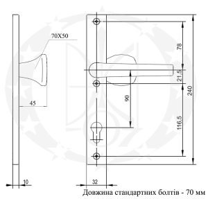 Галко - ручка FAM Jupiter 90 PZ (45.21.119P/120L) креслення розміри
