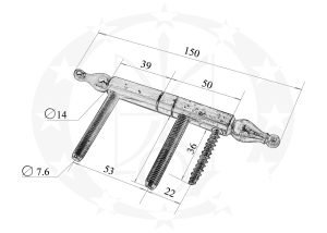 Завіс латунний Ф14 лакований креслення розміри