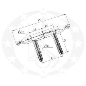 Завіс віконний латунний Ф14 креслення розміри