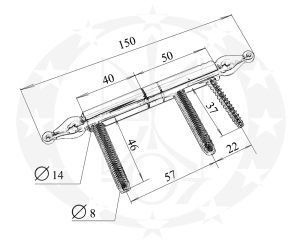 Завіс з кулькою латунний Ф14 креслення розміри