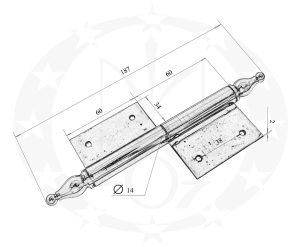 Завіс з кулькою латунний Ф14 креслення розміри