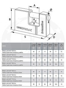 Навісний замок GERDA KMT-90 розміри креслення