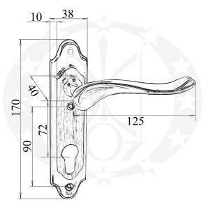Ручка SPANIA scurta 72 PZ креслення розміри