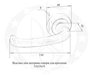 Ручка на розеті MARY креслення розміри