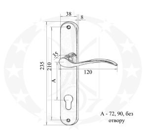 Ручка KRISTINA SABINA глуха OGR бронза (725/OGR) креслення розміри