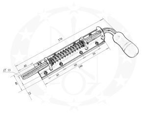 Засув цинкований з пружинною та дерев'яною ручкою 250