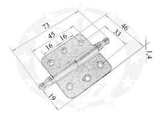 Завіс меблевий Р патина знімний креслення розміри