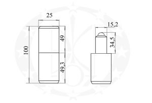 Завіс з кулькою ЦеКо Ф25 чорний точений креслення розміри