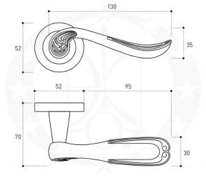 Ручка TOSCA нікель античний креслення розміри
