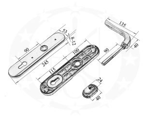 Ручка GERDA TD - 1000 ANCONA 90PZ креслення розміри
