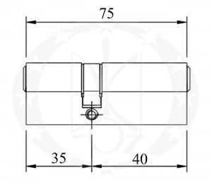 Серцевина GERDA H-PLUS 35/40 горизонтальний ключ креслення розміри