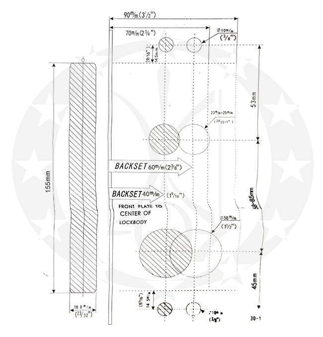 Замок BAODELI 41-32 55 PZ AB креслення