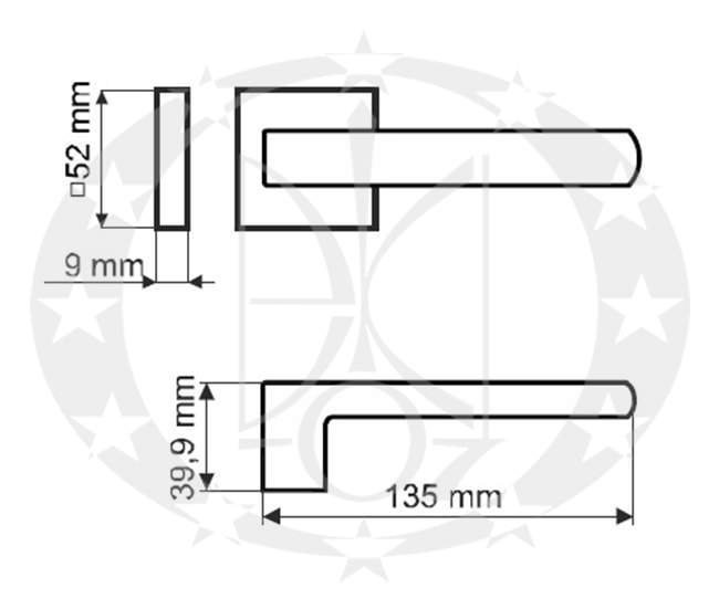  Дверна ручка Gamet UNICO DH-40-26J-07-KW-A креслення