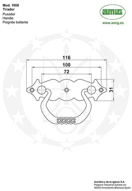 Ручка меблева AMIG mod.1006 (12638) креслення