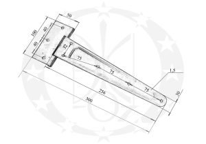 Завіс Стріла чорна 300 мм креслення розміри
