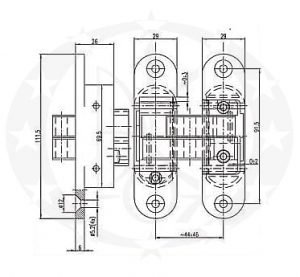 Завіс прихований CEMOM W1078 креслення