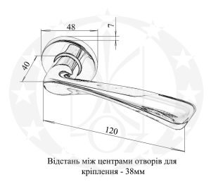 Ручка DARIA розета латунь креслення розміри