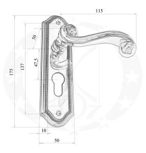 Ручка RICCIO 47,5 PZ золото 24K ORO креслення розміри