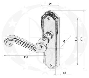 Ручка SIVIGLIA глуха золото/платина OPDV креслення розміри 