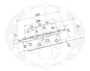 Завіс Palladium mod.S500-A 100 х 75 Р креслення розміри
