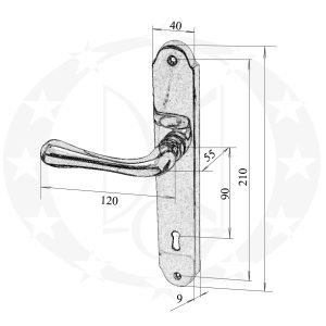 Ручка ELISE 90 ключ латунь OTLV креслення розміри
