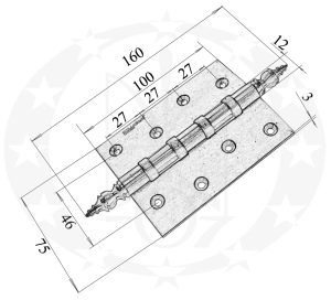 Завіс Palladium mod. 500-B 100 x 75 P латунь сатинована