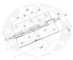 Завіс Palladium mod.S500-A 125 х 75 Р креслення, розміри