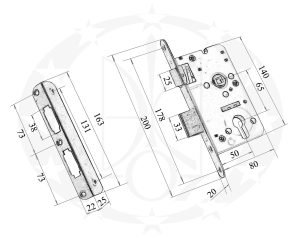 Механізм 60/50 PZ фарбований креслення розміри