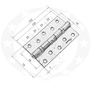 Завіс Elephant mod.2BB 125 х 75 креслення розміри