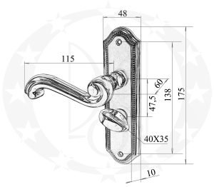 Ручка SIVIGLIA 47,5 WC золото ORO креслення розміри 
