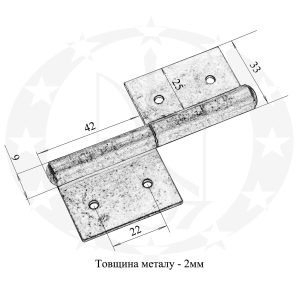 Завіс врізний 080 цинкований креслення розміри