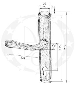 Ручка VIOLA 72 WC OBSV бронза сатинована креслення розміри