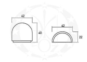 Дверний обмежувач Metal-Bud півсфера (ODAP) прозорий креслення розміри
