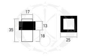 Дверний обмежувач Metal-Bud квадрат (OKN) креслення розміри
