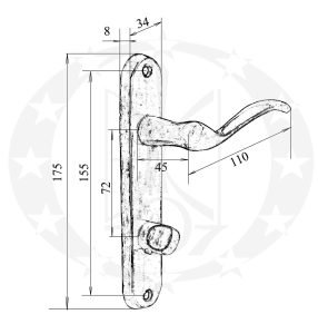 Ручка VERONA scurta 72 WC креслення розміри