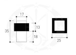 Дверний обмежувач Metal-Bud квадрат (OKP) бронза схема креслення розміри