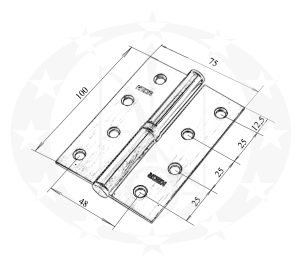 Завіс KEDR 100 x 75 R/L AB креслення розміри
