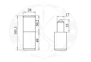 Завіс ЦеКо Ф24 чорний точений з кулькою креслення розміри