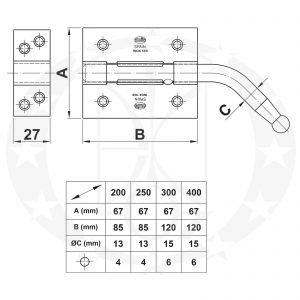 Засув AMIG mod.320 (18239) креслення розміри