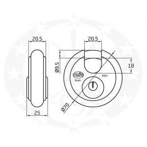 Замок навісний AMIG mod.350 (4891) креслення розміри